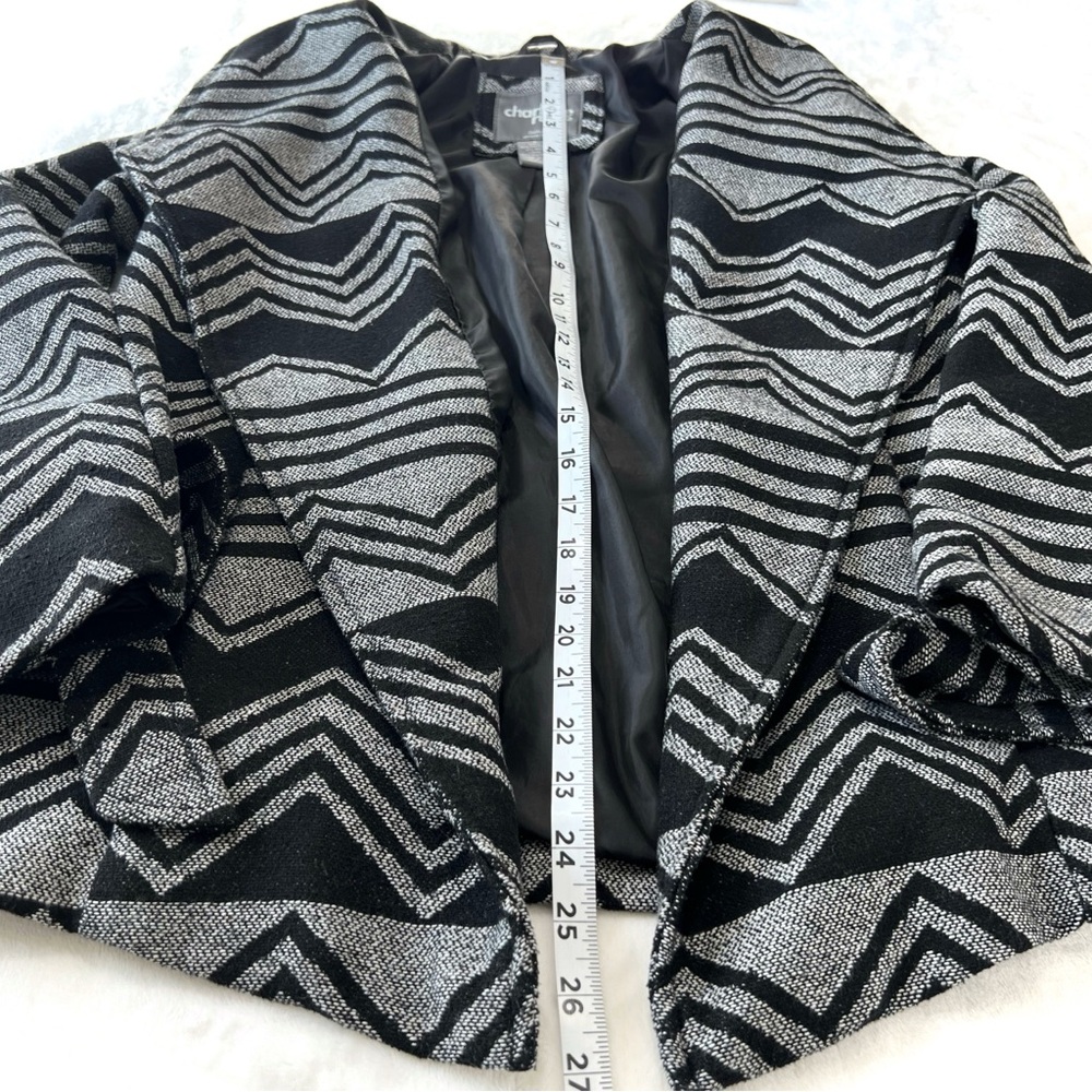 Wool Blend Coat Belted Wrap Geometric Zigzag Charlotte Russe Black Gray Small S - Picture 14 of 15